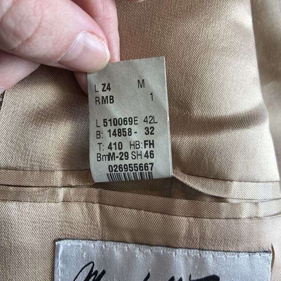 Men’s Lauren Ralph Lauren Tan Houndstooth Suit Jacket Blazer 100% Wool 42L - Picture 9 of 9